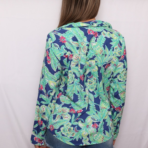 NWT! Caribbean Joe Tropical Print Button Down Top - Picture 3 of 3